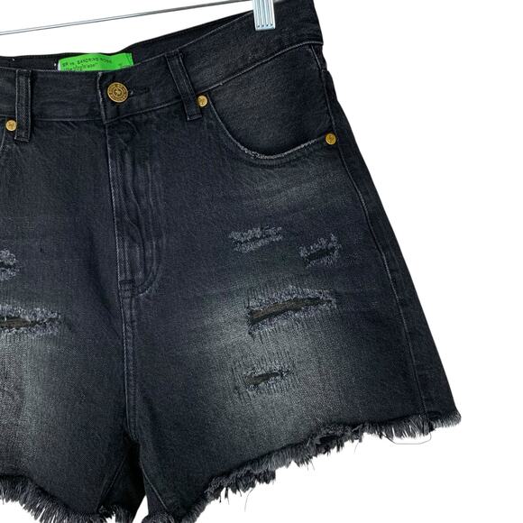Sandrine Rose x Free People Jean Shorts Black High Rise Distressed Women's 26 - Picture 2 of 10